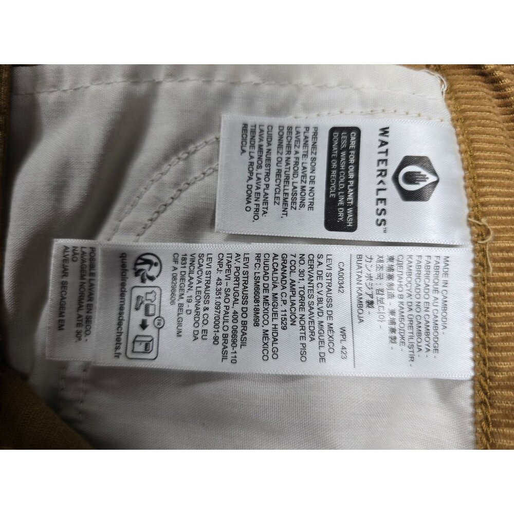 Levis 94 Baggy Corduroy Pants Womens Size 26 Tan 100% Cotton Straight Leg - Picture 3 of 8